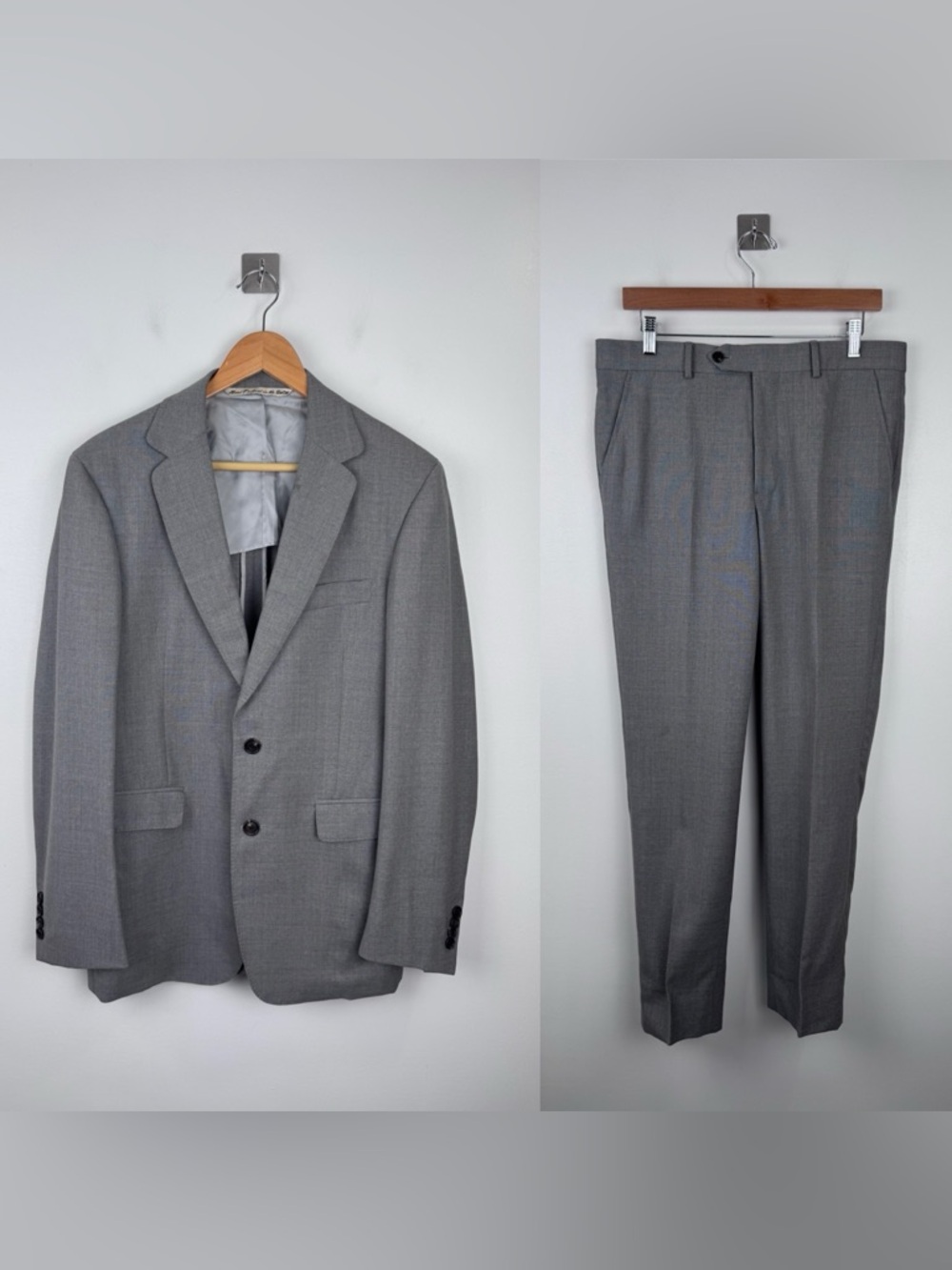 Freeman’s Sporting Club Grey 100% Wool‎ Suit Made USA Tailored Blazer Pants 39R